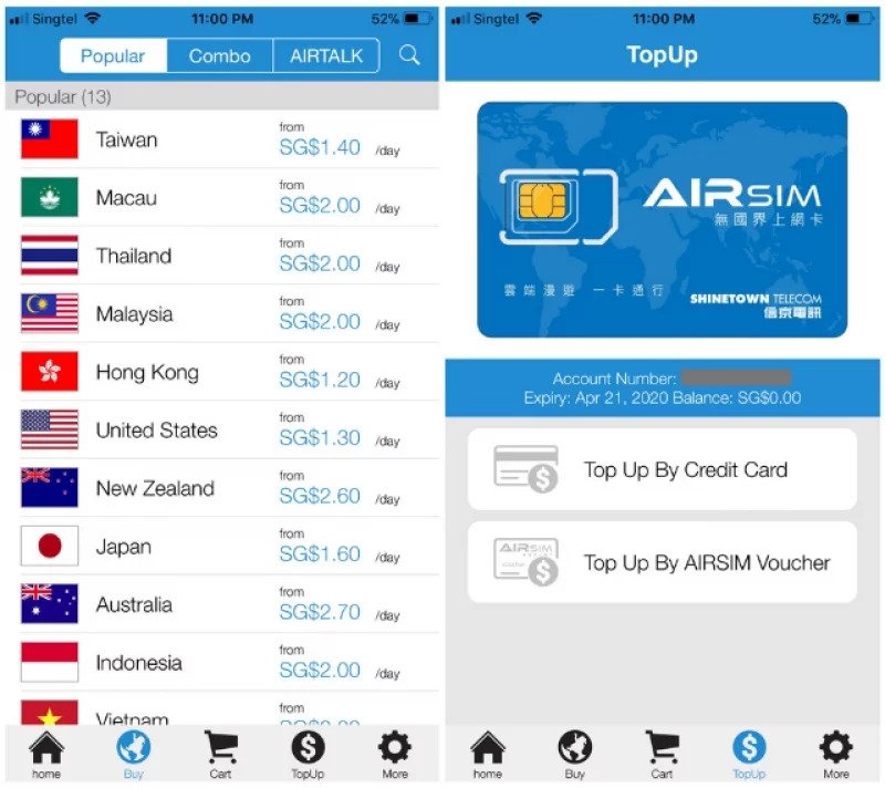 Airsim data travel prepaid card